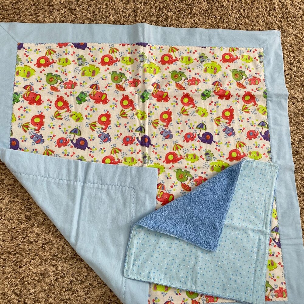 HANDMADE FLANNEL BABY BLANKET WITH BURP CLOTH